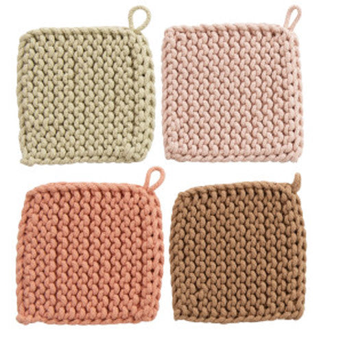 Square Cotton Crocheted Trivet - Nude