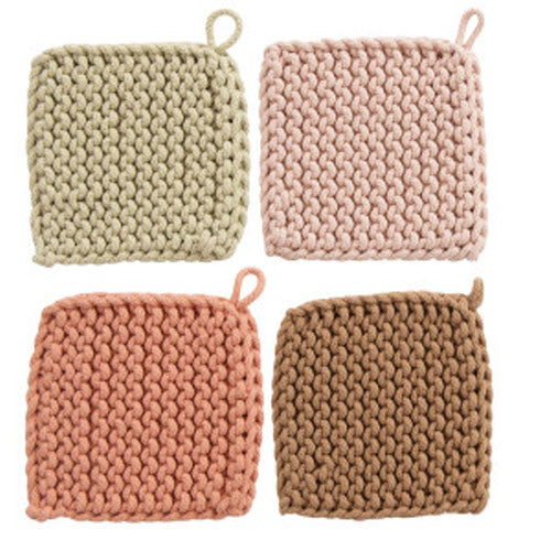 Square Cotton Crocheted Trivet - Nude