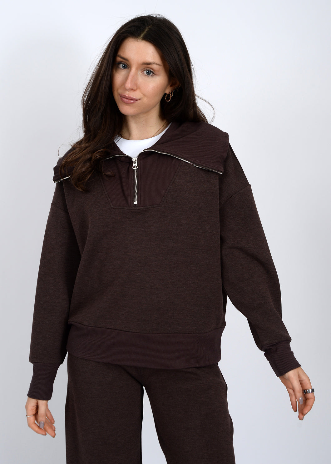 Sean Soft Knit Half Zip - Umber Mel