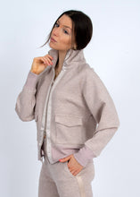 Load image into Gallery viewer, Saruna Soft Knit W/Satin Trim Top - Taupe Mel
