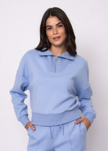 Load image into Gallery viewer, Seanni Cotton Soft Knit Half Zip - Perri Blue
