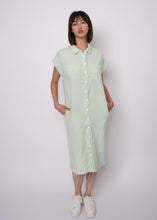 Load image into Gallery viewer, Aira Double Weave Stripe Gauze Shirt Dress - Mint Ice Off White
