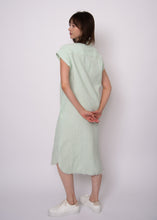 Load image into Gallery viewer, Aira Double Weave Stripe Gauze Shirt Dress - Mint Ice Off White
