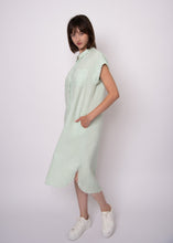 Load image into Gallery viewer, Aira Double Weave Stripe Gauze Shirt Dress - Mint Ice Off White
