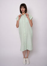 Load image into Gallery viewer, Aira Double Weave Stripe Gauze Shirt Dress - Mint Ice Off White
