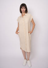Load image into Gallery viewer, Aira Double Weave Stripe Gauze Shirt Dress - Off White
