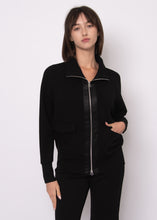 Load image into Gallery viewer, Saruna Soft Knit W/Satin Trim Top - Black
