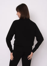 Load image into Gallery viewer, Saruna Soft Knit W/Satin Trim Top - Black
