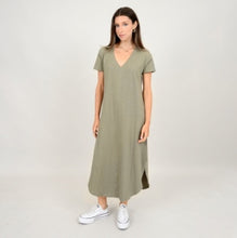 Load image into Gallery viewer, VI V-neck Olive Dress
