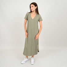 Load image into Gallery viewer, VI V-neck Olive Dress
