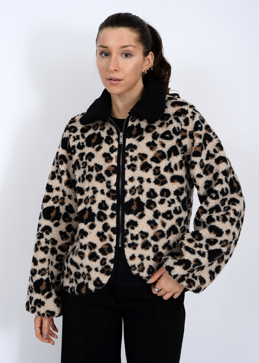 Joline Sherpa Jacket - Animal Print