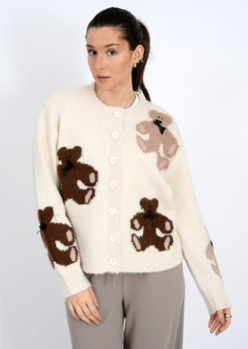 Plush Teddy Bear Cream Cardigan