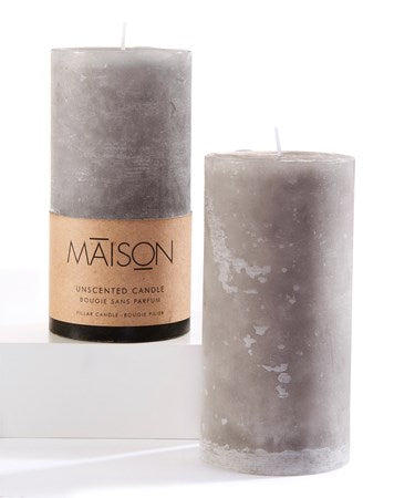 Rustic Pillar Candle - 3x6 - Grey