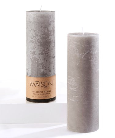Rustic Pillar Candle - 3x9 - Grey