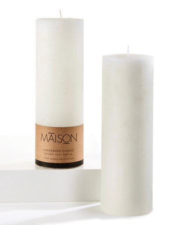 Rustic Pillar Candle - 3x9 - White