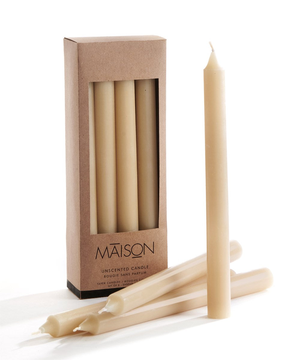 Taper Candles - Set of 8 - Beige