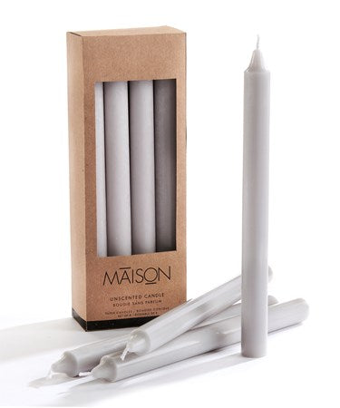 Taper Candles - Set of 8 - Grey