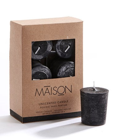 Rustic Votive Candles - Set of 6 - Black