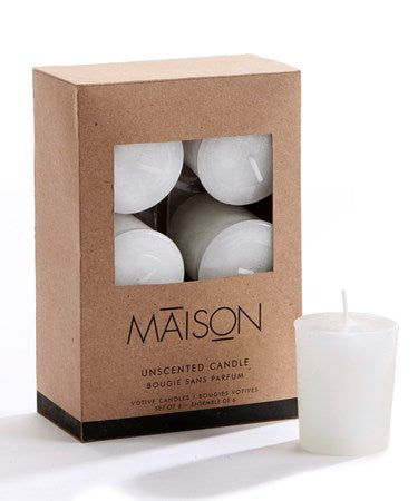Rustic Votive Candles - Set of 6 - White