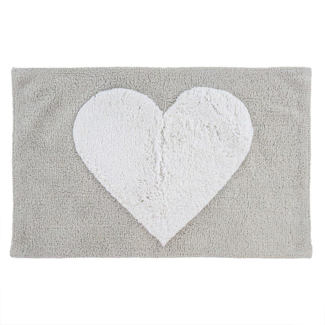 Bath Mat - Plush Heart Grey/White