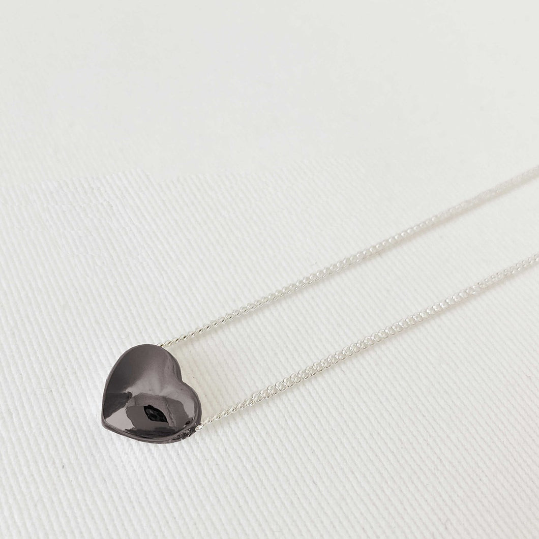 Little Heart Necklace - Hematite