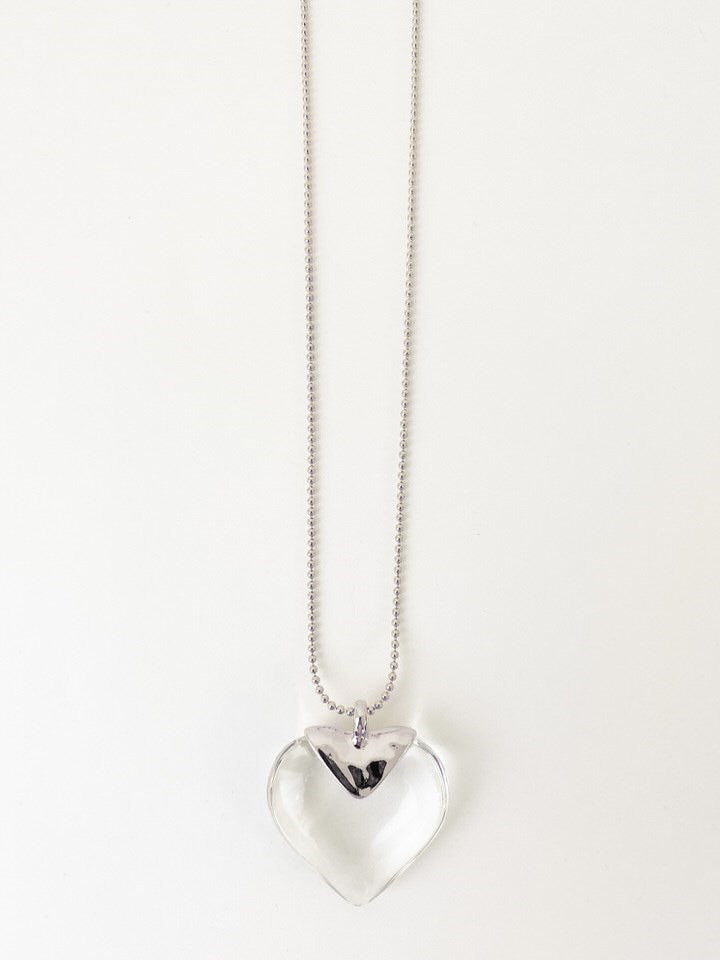 Heart Of Glass Necklace - Silver