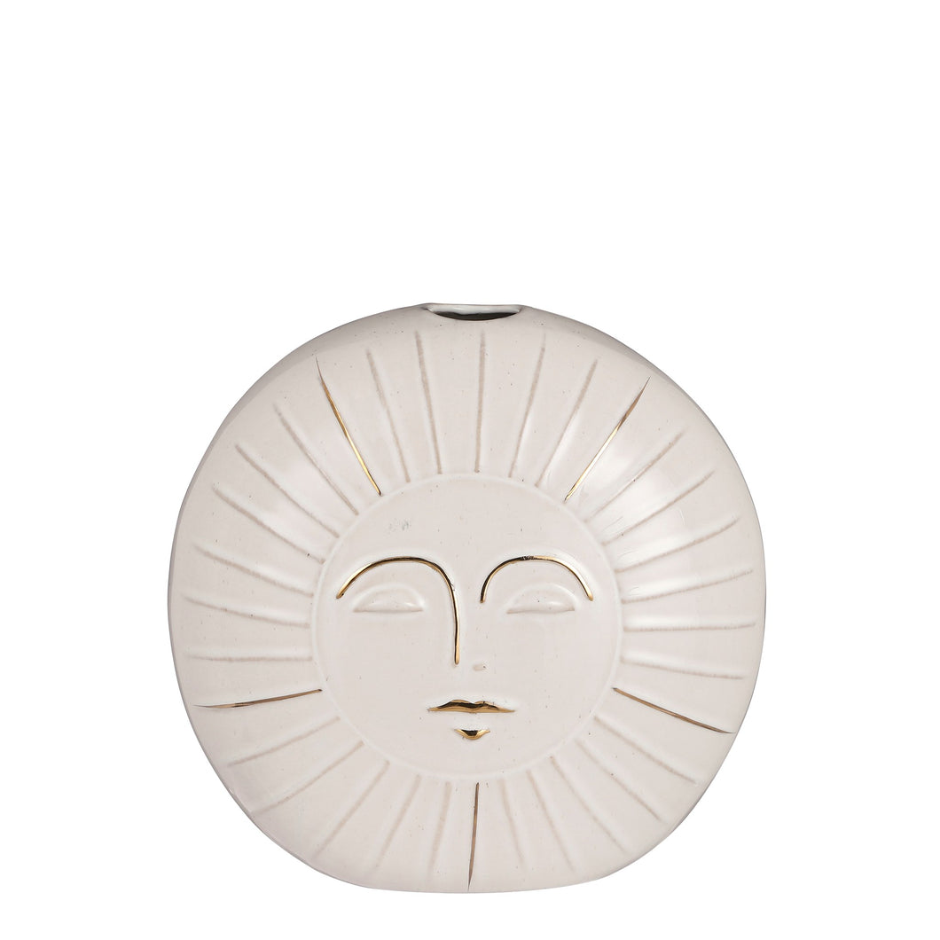 Sun Flower Vase - White - Round