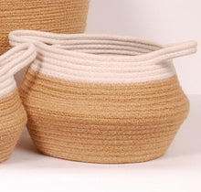 Load image into Gallery viewer, Morocco Cotton Jute Belly Basket - White

