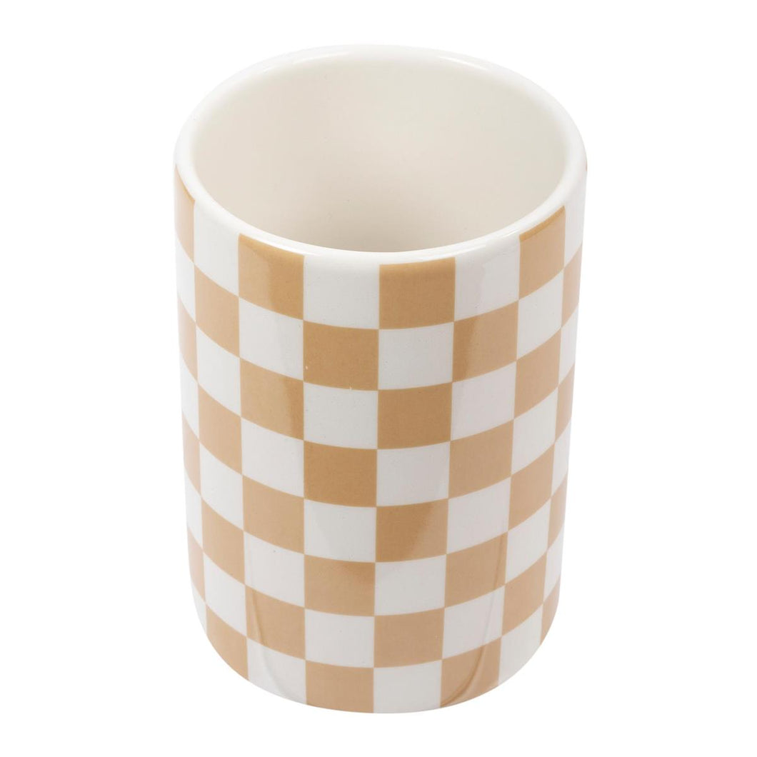 Checkered Ceramic Vase - Natural