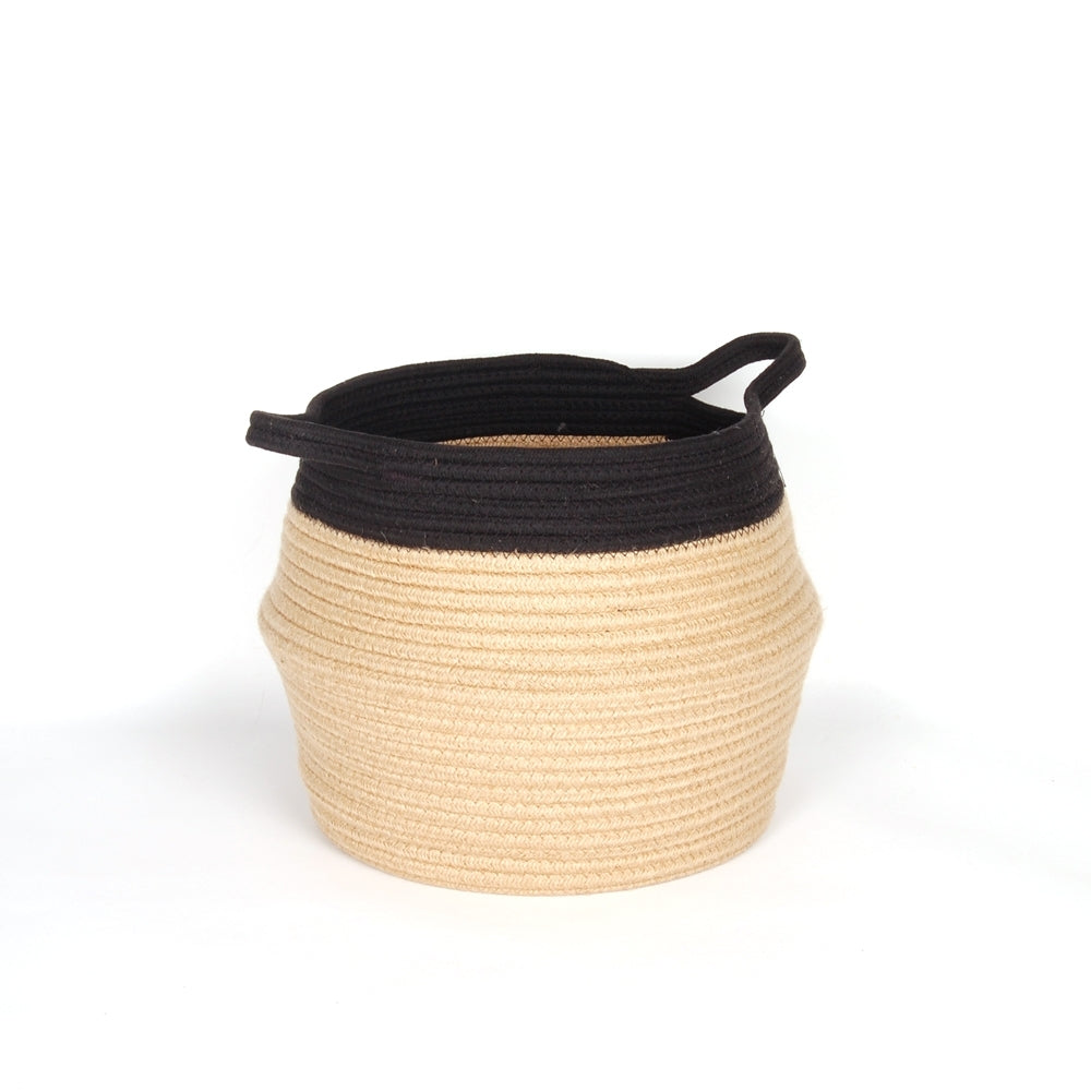 Morocco Cotton Jute Belly Basket - Black