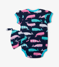 Load image into Gallery viewer, Baby Onesie With Hat - Nautical Pink Deep Sleeper
