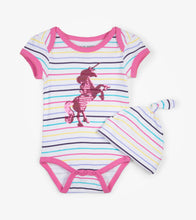 Load image into Gallery viewer, Baby Onsie With Hat - Rainbow Unicorn
