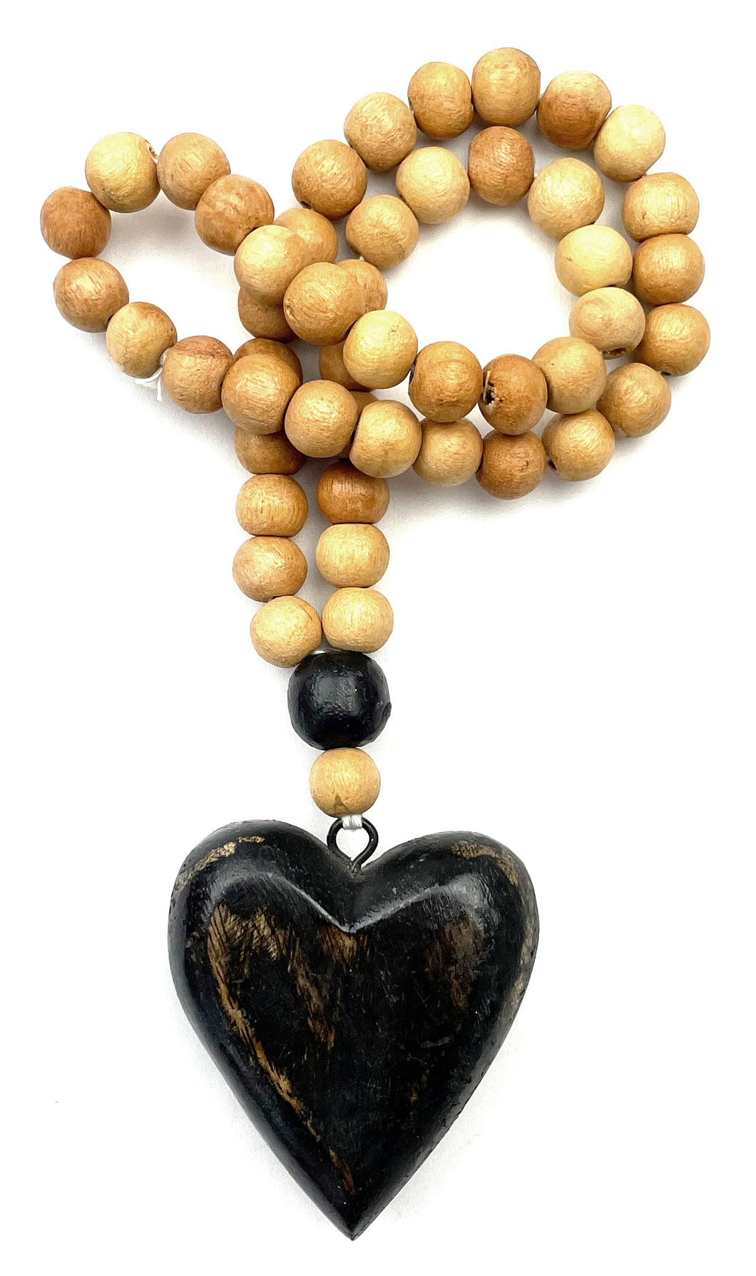 Mango Wood Prayer Beads - Heart Vintage Black
