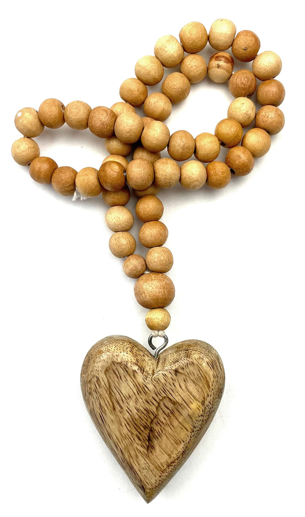 Mango Wood Prayer Beads - Heart Vintage Natural