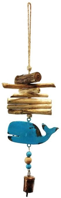 Driftwood Bell Chimes - Whale Vintage Blue