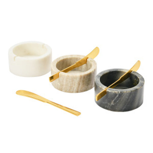 Marble Bowl With Metal Butter Knife