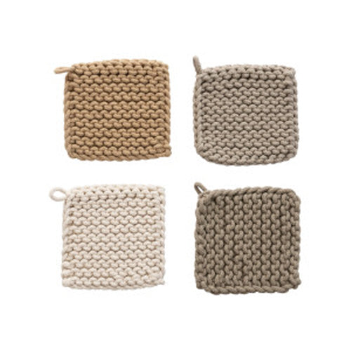 Square Cotton Crocheted Trivet - Natural